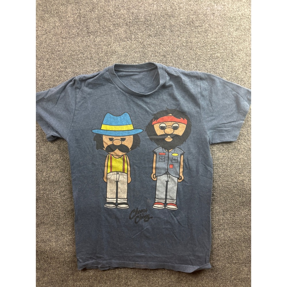 Cheech & Chong Graphic T-Shirt Mens Small Blue Cartoon Short Sleeve Tee